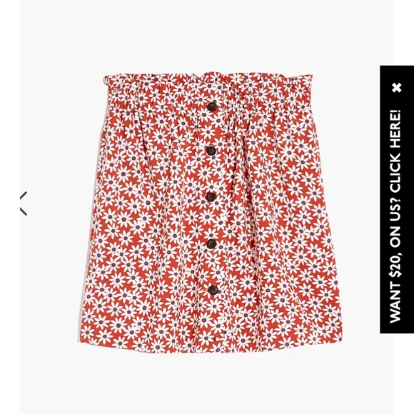 Madewell paper bag button front mini‎ -falling daisies. Worn twice. Retail 69.50 - Picture 4 of 8